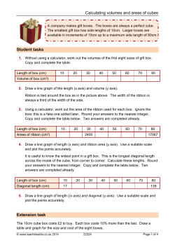 Calculating volumes and areas of cubes Student