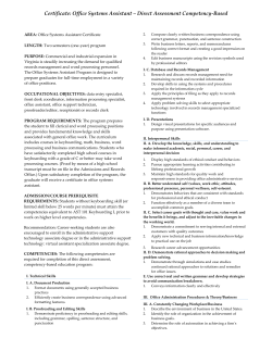 Office Systems Assistant ‒ Direct Assessment Competency