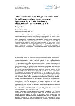 Interactive comment on &ldquo;Insight into winter haze formation