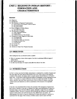 UNIT 2 REGIONS IN INDIAN HISTORY : FORMATION AND