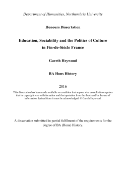 Education, Sociability and the Politics of Culture in Fin-de