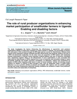 The role of rural producer organizations in enhancing market