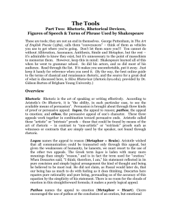 The Tools, Part Two - Rhetorical Devices List