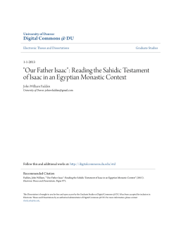 "Our Father Isaac": Reading the Sahidic Testament of Isaac in an
