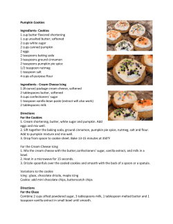 Pumpkin Cookies Ingredients- Cookies 1 cup butter flavored