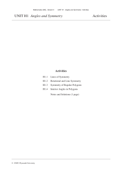 UNIT H1 Angles and Symmetry Activities
