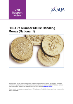 H6BT 71 Number Skills: Handling Money (National 1)