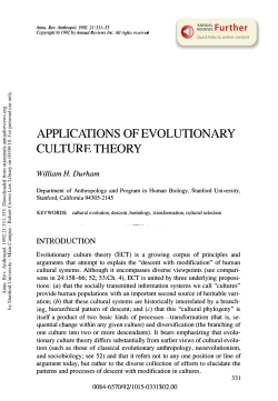 Applications of Evolutionary Culture Theory