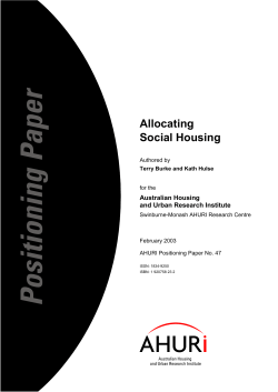 Allocating social housing - Australian Housing and Urban Research