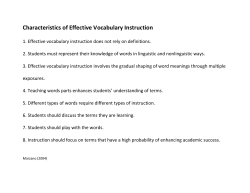Characteristics of Effective Vocabulary Instruction