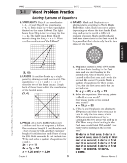 3-1 Word Problem Practice Solving Systems of Equations