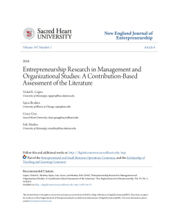 Entrepreneurship Research in Management and Organization Studies