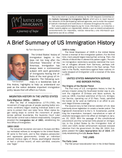 A Brief Summary of US Immigration History