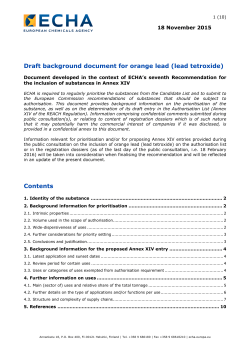 Draft background document for orange lead