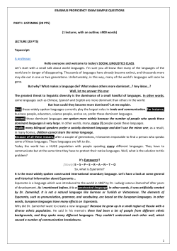 1 ERASMUS PROFICIENCY EXAM SAMPLE QUESTIONS PART I