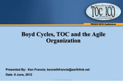 Boyd Cycles, TOC and the Agile Organization