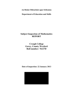 Subject Inspection of Mathematics REPORT Creagh College Gorey