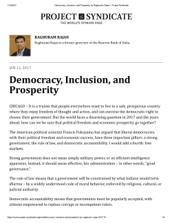 Project Syndicate: Democracy, Inclusion, and Prosperity