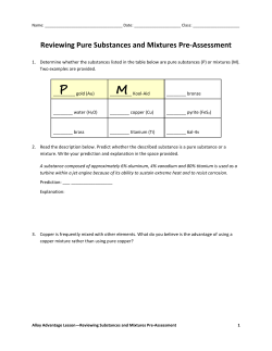 Reviewing Pure Substances and Mixtures Pre-Assessment