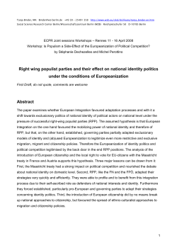 Right wing populist parties and their effect on national identity