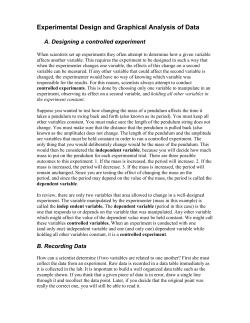 Experimental Design and Graphical Analysis of Data