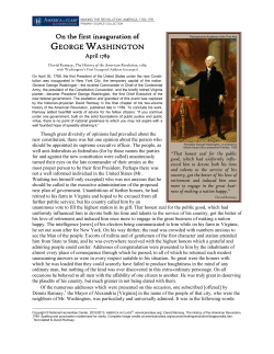 The inauguration of George Washington, 30 April