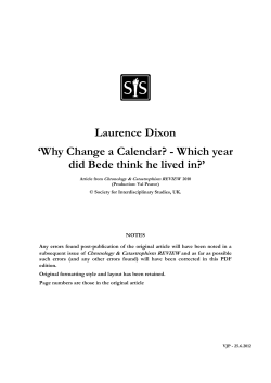 Why Change a Calendar - Society for Interdisciplinary Studies