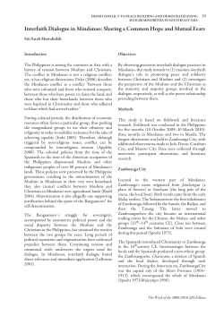 Interfaith Dialogue in Mindanao: Sharing a Common Hope and