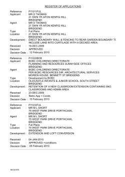 REGISTER OF APPLICATIONS P/10/1/FUL P/10/2/BCB P/10/3/FUL