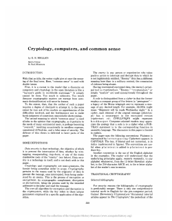 Cryptology, computers, and common sense