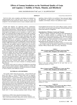 Effects of Gamma Irradiation on the Nutritional Quality of Grain and