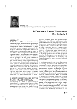 &agrave;1 Is Democratic Form of Government Best for India ?
