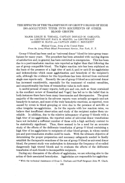 THE EFFECTS OF THE TRANSFUSION OF GROUP O BLOOD OF