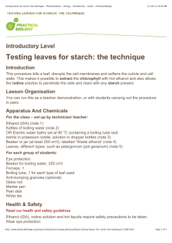 Testing leaves for starch