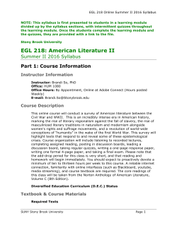 EGL 218: American Literature II - The Faculty Center