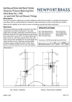 INSTALLATION INSTRUCTIONS Tempress Pressure Balancing