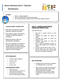 Honors Chemistry Unit 5 &ndash; Chemical Stoichiometry