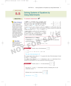 Solving Systems of Equations by Using Determinants