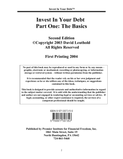 Invest In Your Debt Part One: The Basics