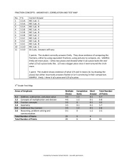 FRACTION CONCEPTS: ANSWER KEY, CORRELATION AND