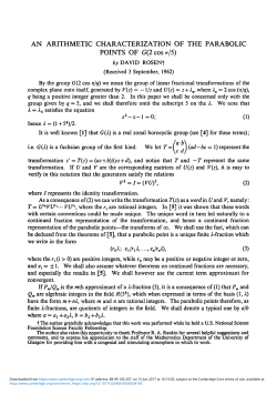 An arithmetic characterization of the parabolic points of G(2cos &pi;/5)