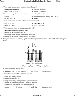 Electrochemical Cells Practice Exam Answers