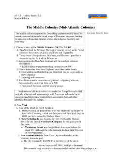 The Middle Colonies (Mid-Atlantic Colonies)