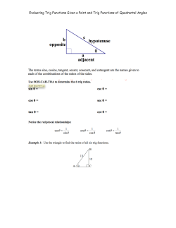 Evaluating Trig Functions Given a Point