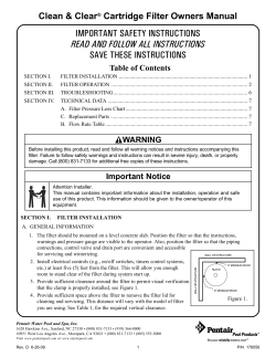 Clean and Clear Owners Manual English - Pentair