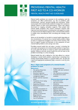 PROVIDING MENTAL HEALTH FIRST AID TO A CO