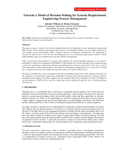 Towards a Model of Decision-Making for Systems Requirements