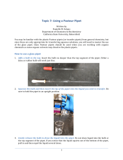 Topic 7: Using a Pasteur Pipet - California State University, Bakersfield