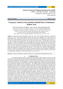 Frequency Analysis of the Monthly Rainfall Data at Sulaimania