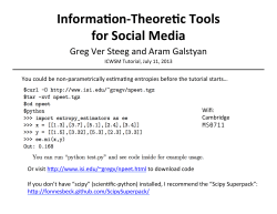 Part I: Information theory basics